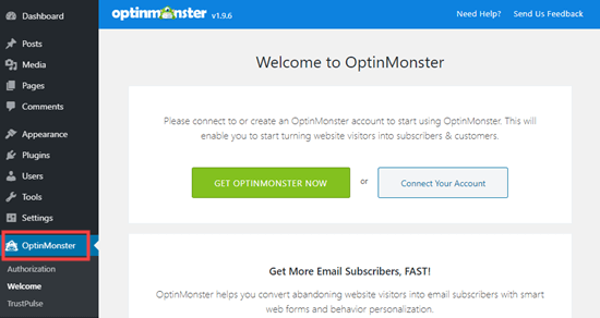 Instalando e ativando OptinMonster