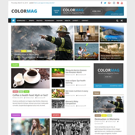 Melhores Temas WordPress SEO grátis colormag