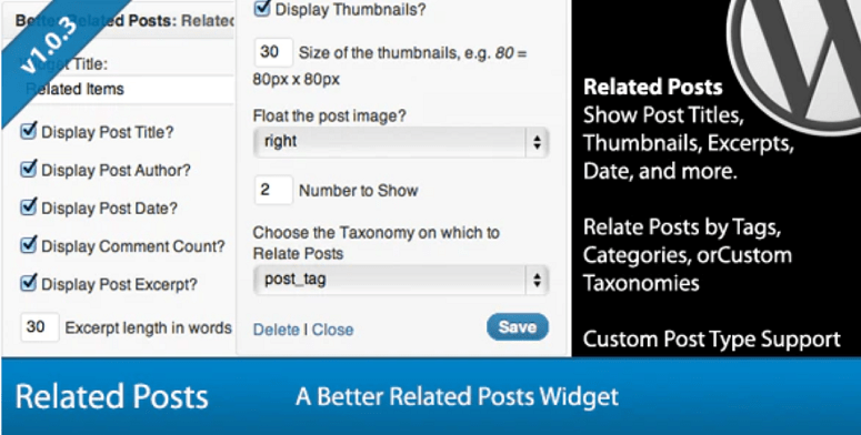 Widget Better Posts Related plugin wp
