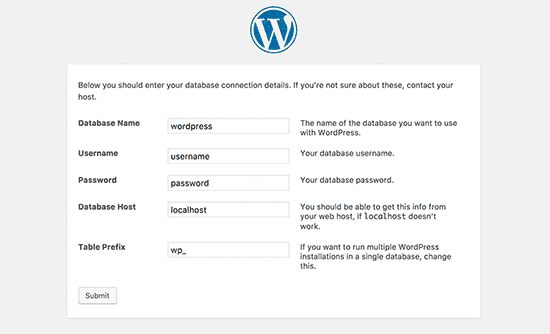 banco de dados do WordPress