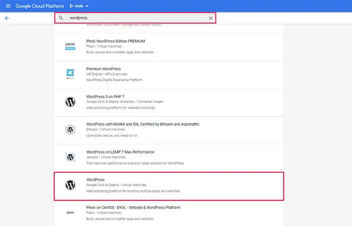 Google-Cloud-WordPress Virtual Machines