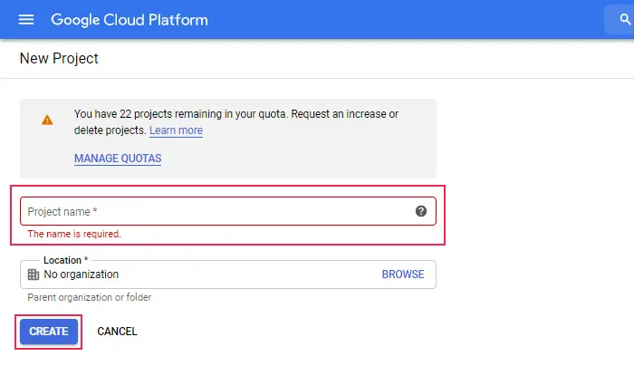 Google-Cloud novo projeto