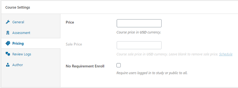 preço do seu curso LearnPress
