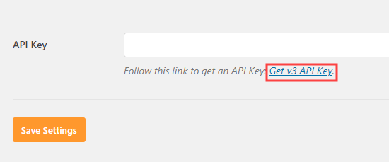 Clicar no link Obter chave de API v3