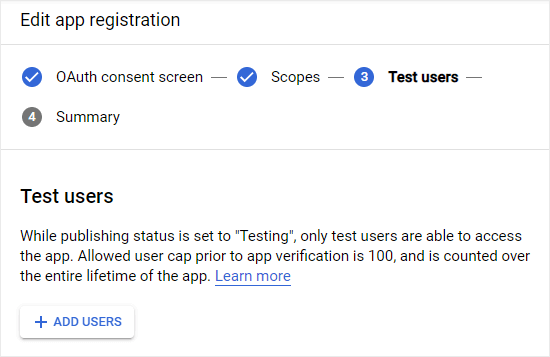 Adicionar usuários de teste ao seu Google app
