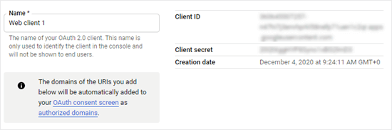 Copiando seu ID de cliente e segredo do cliente
