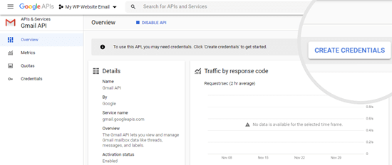 Criação de suas credenciais para a API do Google