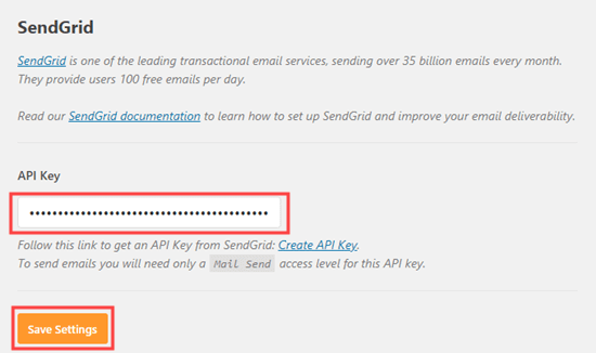 Inserindo sua API do SendGrid em suas configurações de SMTP do WP Mail