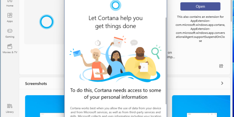 baixar o aplicativo da loja Cortana microsoft store