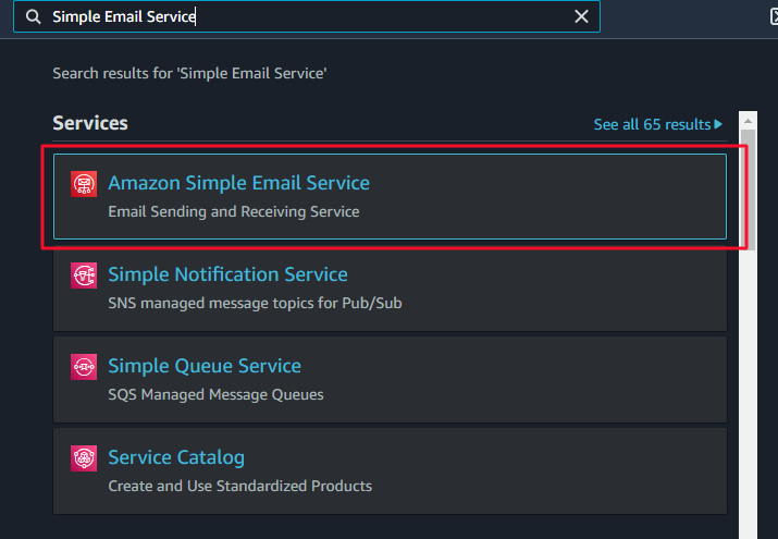 AWS Simple Email Service