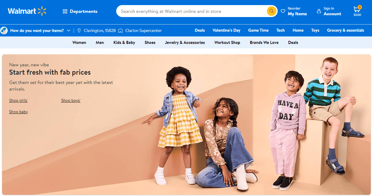 Walmart roupas infantis eua