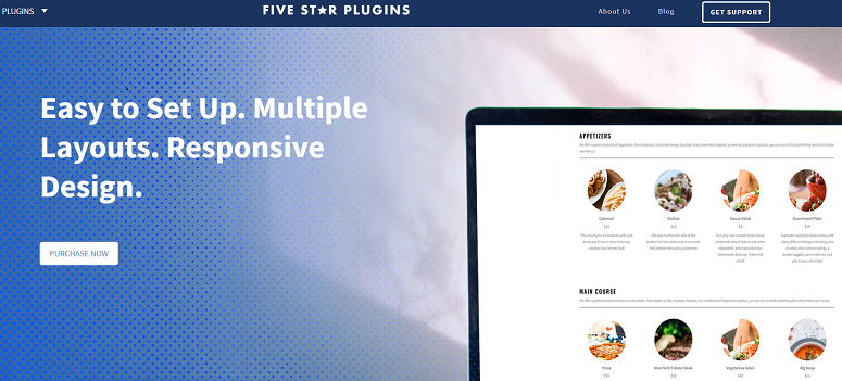 Five Star Restaurant Menu plugin wp pro