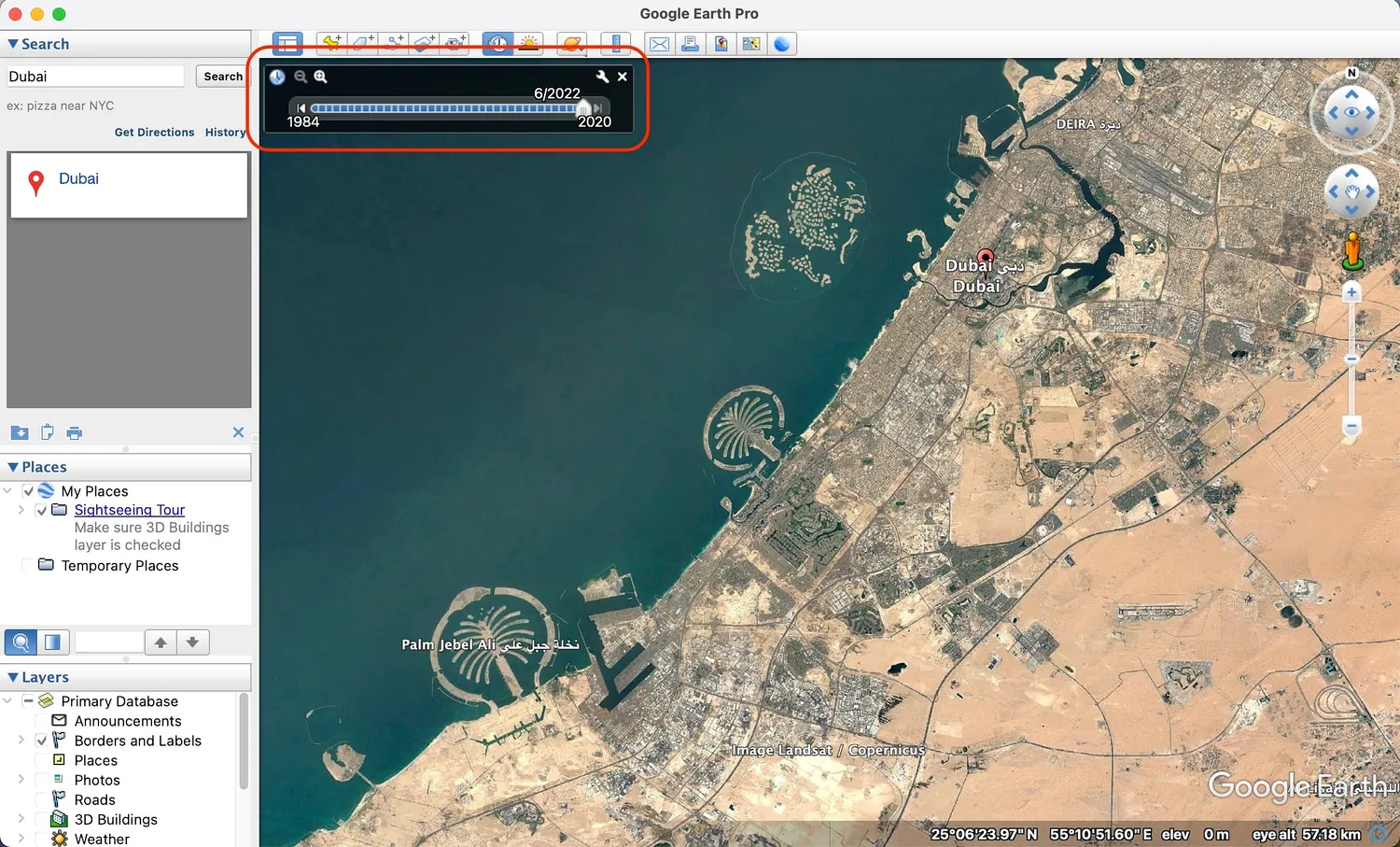 usar a barra de rolagem no Google Earth