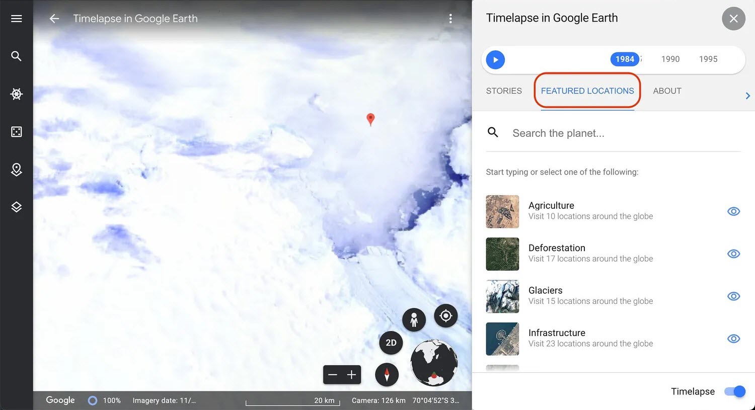 verificar locais em destaque no Google Earth
