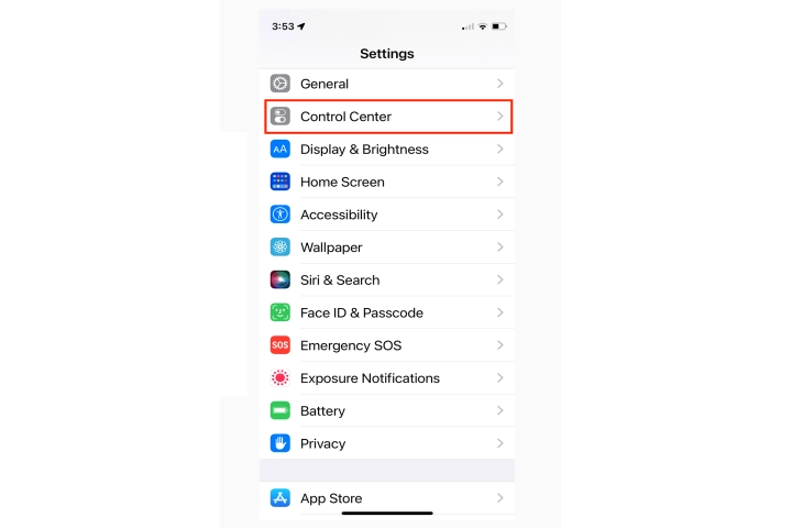 Controle de gravação de tela no iOS.