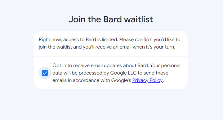 Google Bard lista de espera