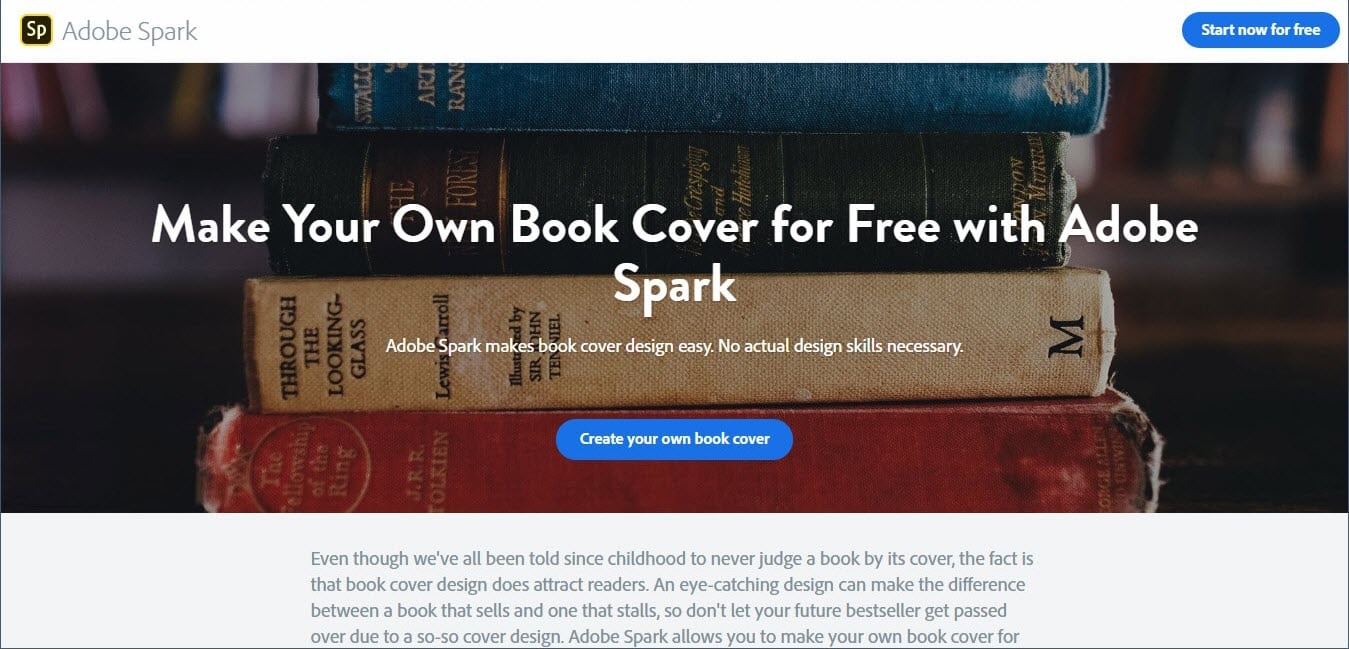 Adobe Spark capas de ebooks