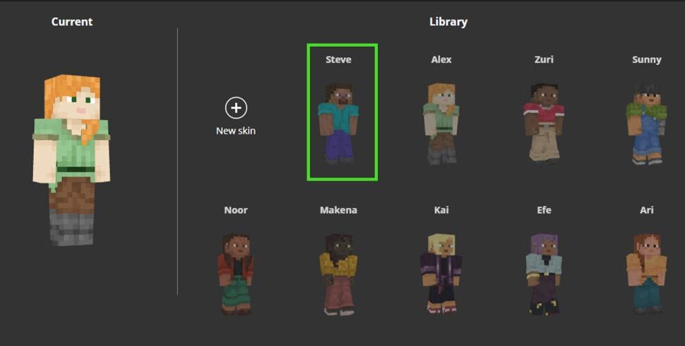 Minecraft PC biblioteca de skins