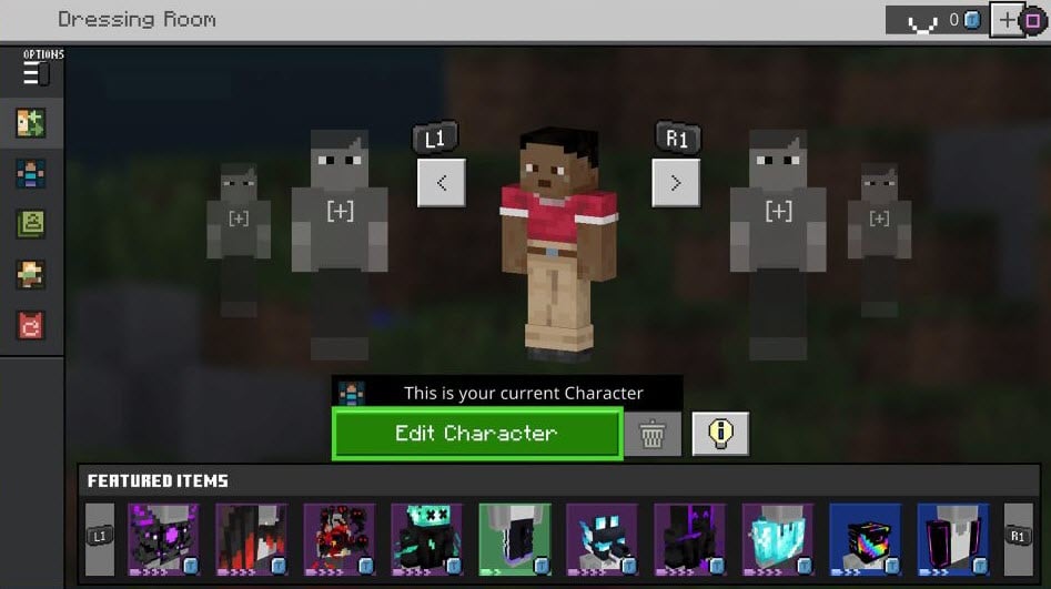 Minecraft skin menu