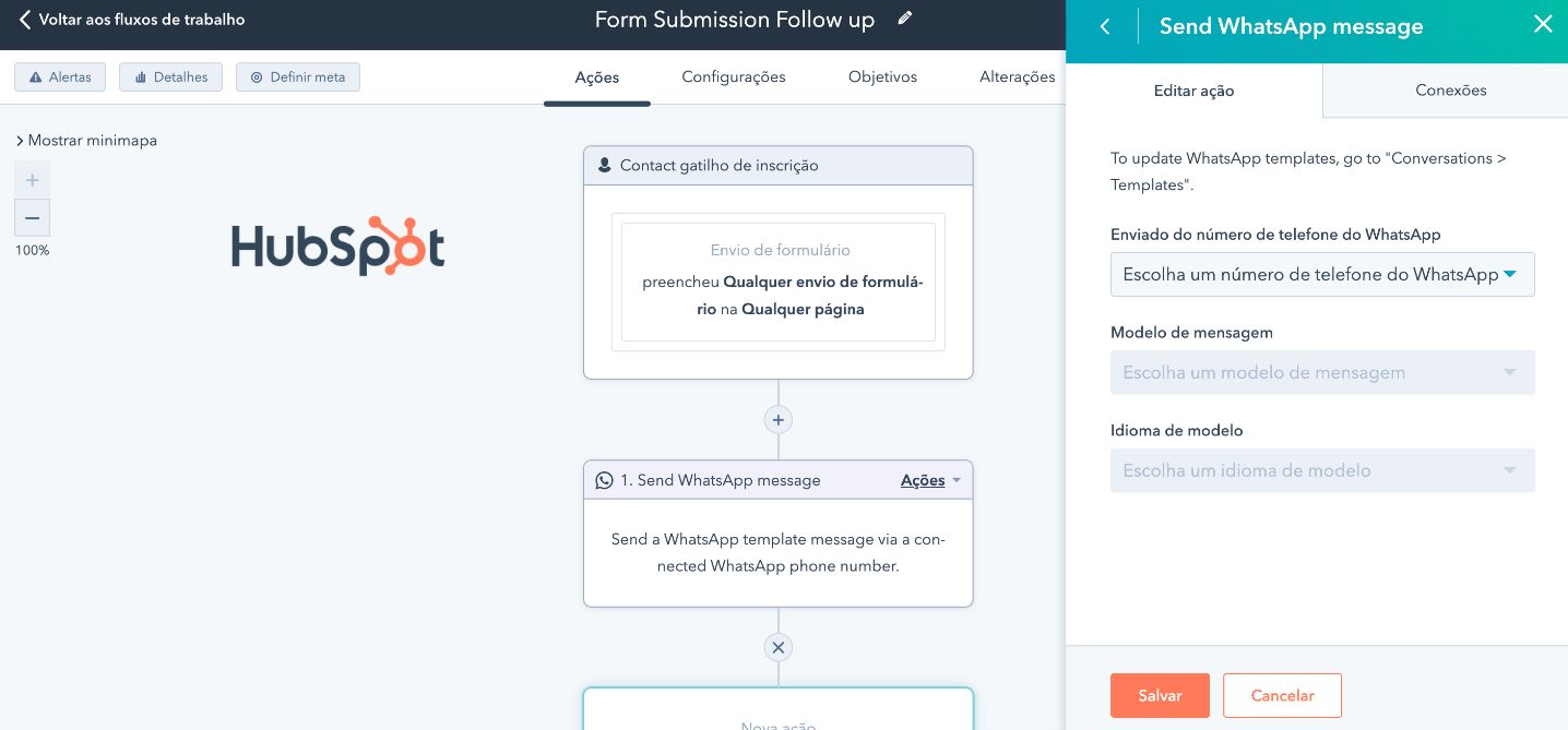 HubSpot automação whatsapp