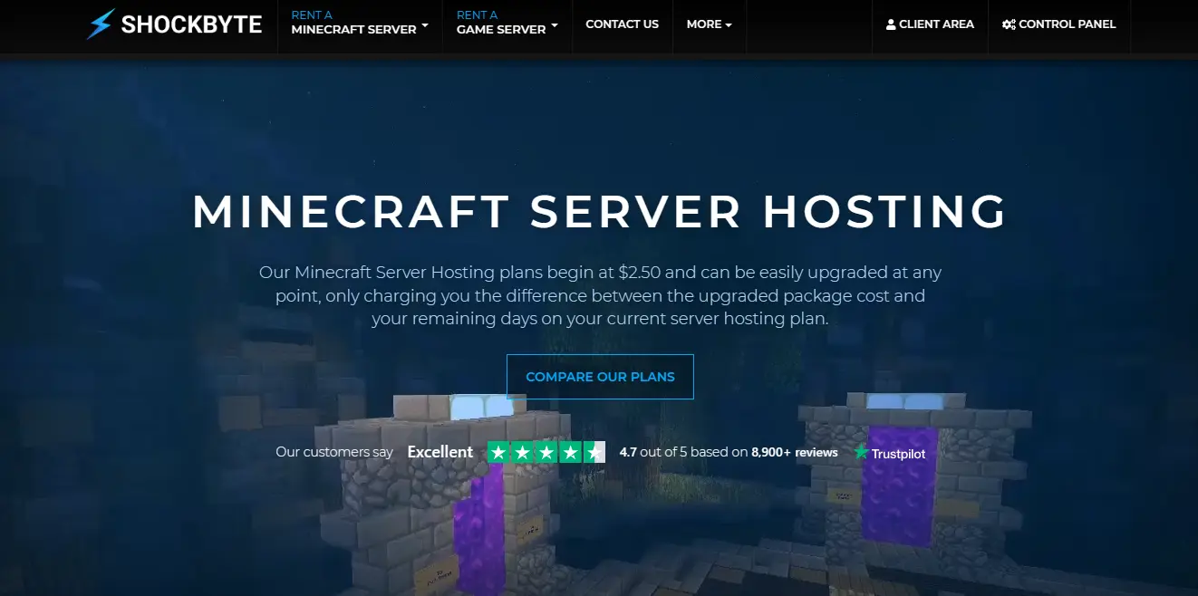 Shockbyte hospedagem servidor Minecraft
