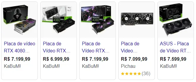 preços da Nvidia GeForce RTX 4080 Super